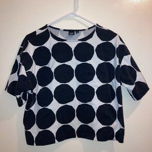 UNIQLO x Marimekko Black Dot Patterned Box Cut Top Size S